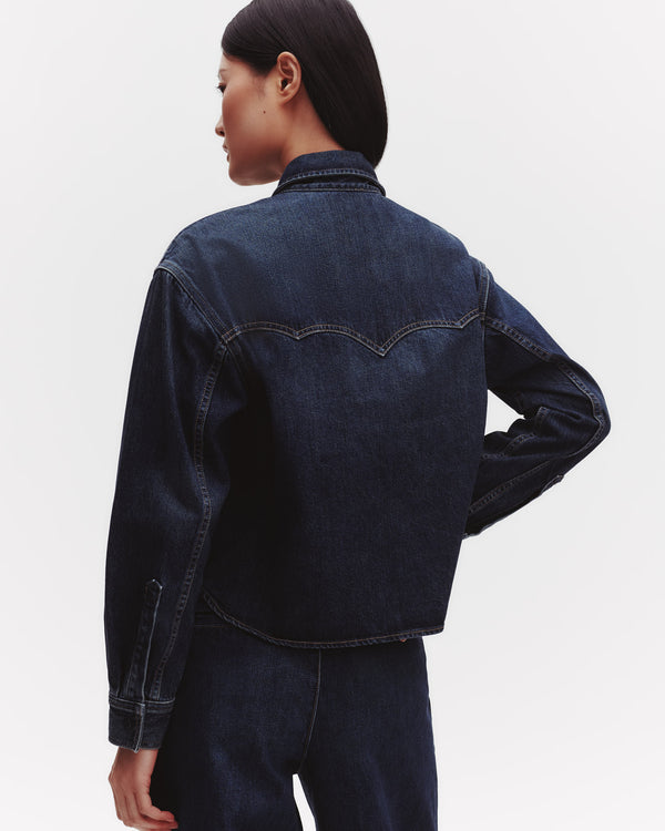 TWP Dark wash Cropped OG Shirt in Denim view 4
