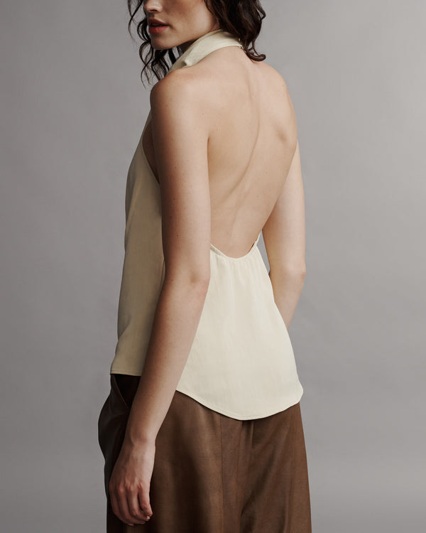 TWP French butter Friday Night Top in Coated Viscose Linen view 5