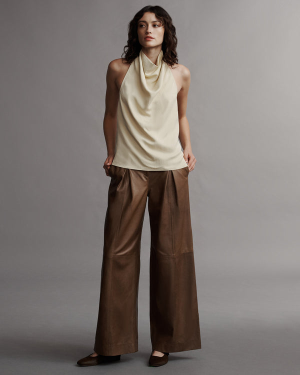 TWP French butter Friday Night Top in Coated Viscose Linen view 3