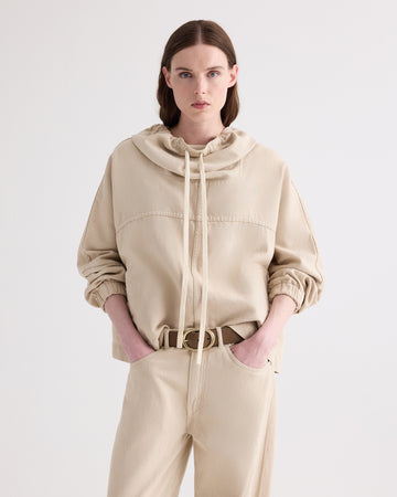 TWP Bone Pull Me Over Hoodie in Sandshell Denim view 1