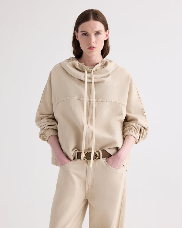 TWP Bone Pull Me Over Hoodie in Sandshell Denim view 1