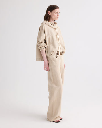 TWP Bone Pull Me Over Hoodie in Sandshell Denim view 4