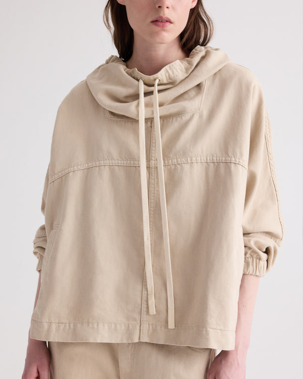 TWP Bone Pull Me Over Hoodie in Sandshell Denim view 2