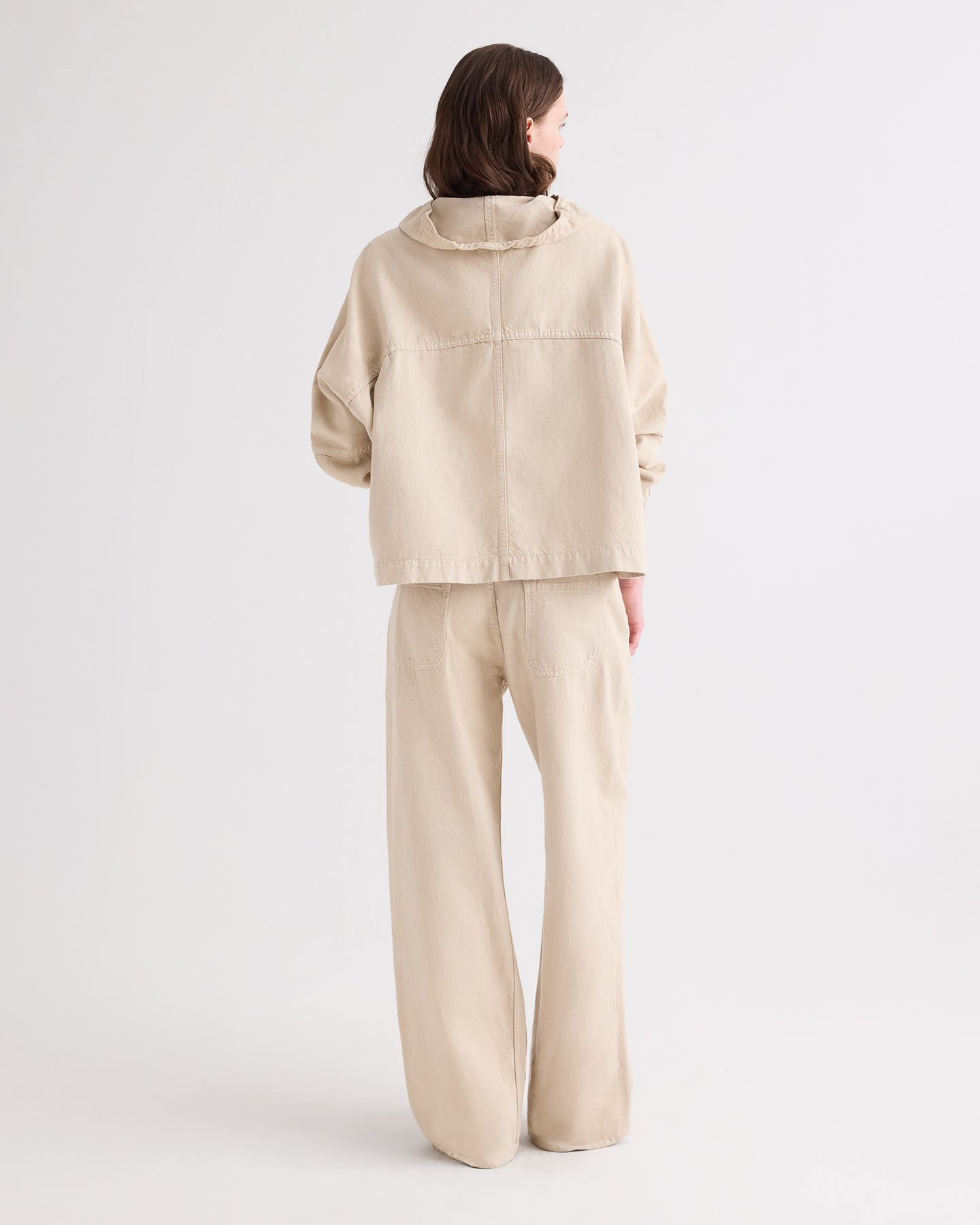 TWP Bone Pull Me Over Hoodie in Sandshell Denim view 5
