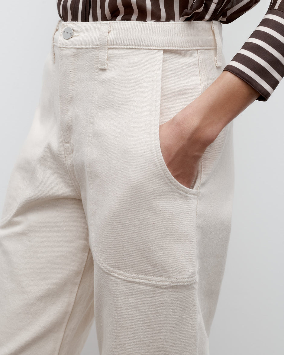 TWP Natural Jetties Beach Pant in Natural Denim view 3