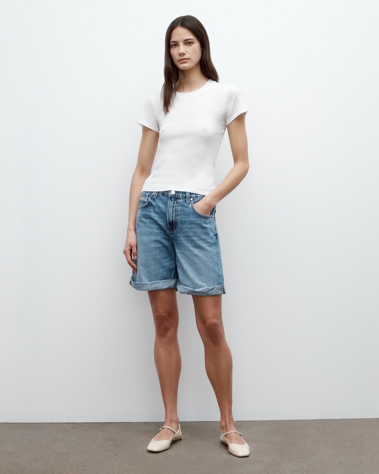 TWP White Ribbed Tee in Cotton view 4