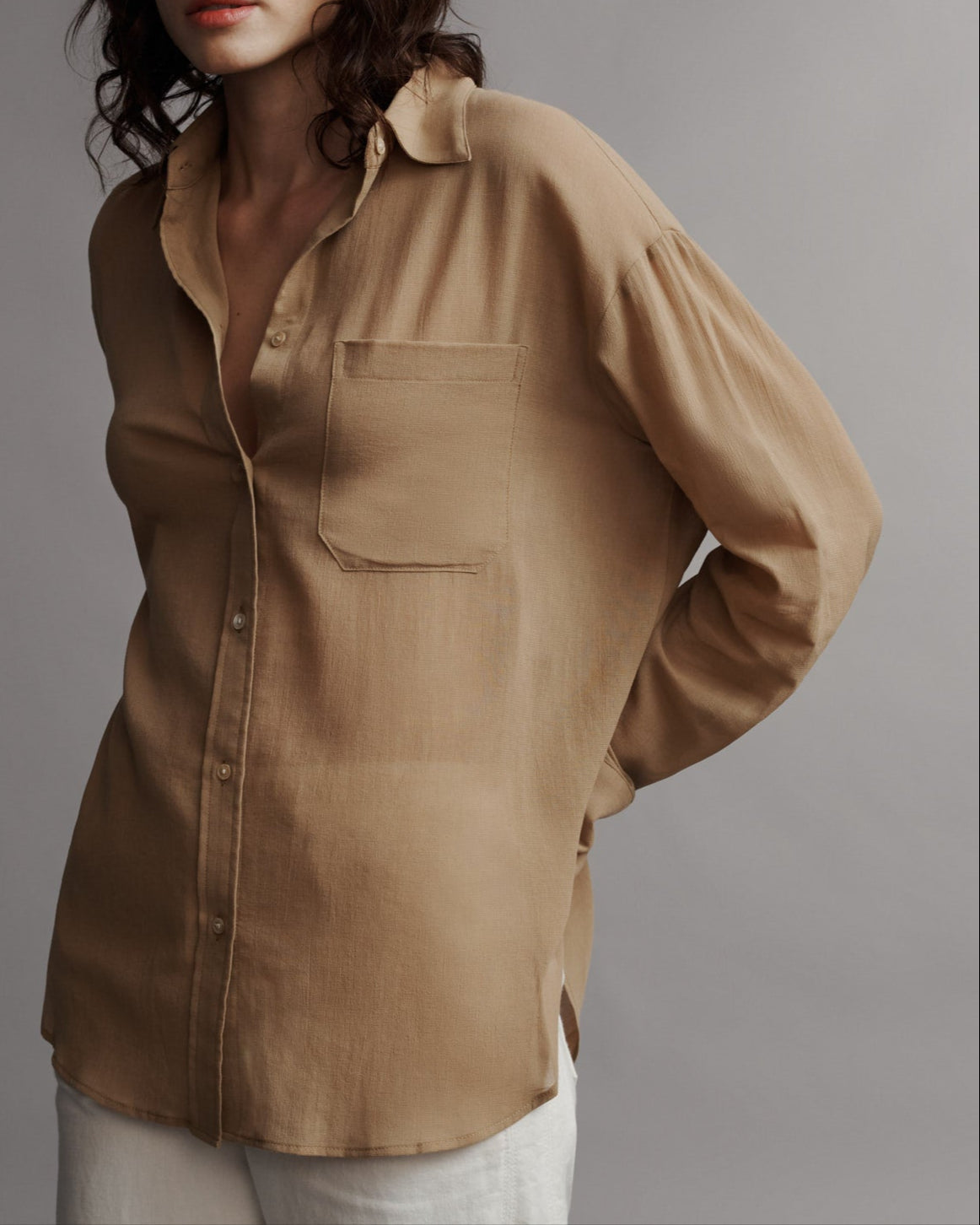 TWP Bronzed Big Joe Shirt in Cotton Voile view 1