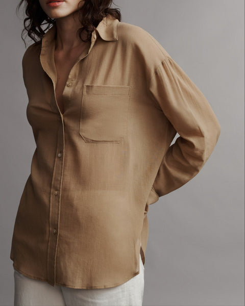 BELPER ベルパー TUCKED COTTON TWILL SHIRT 19_O491820Y039_BigJoe_Bronzed_