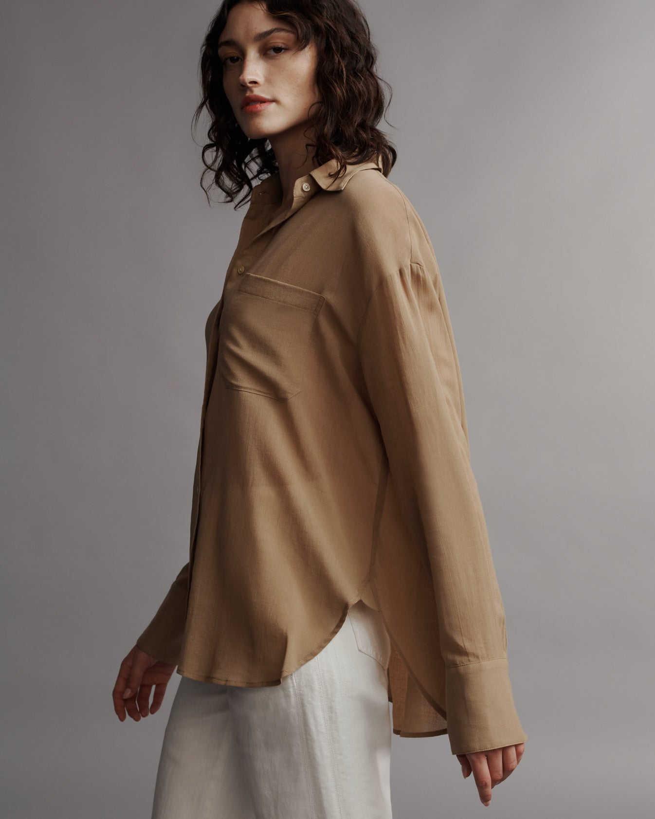 TWP Bronzed Big Joe Shirt in Cotton Voile view 3