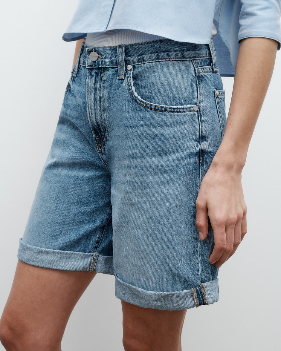 TWP Vintage wash Timmie Short in Vintage Washed Denim view 8