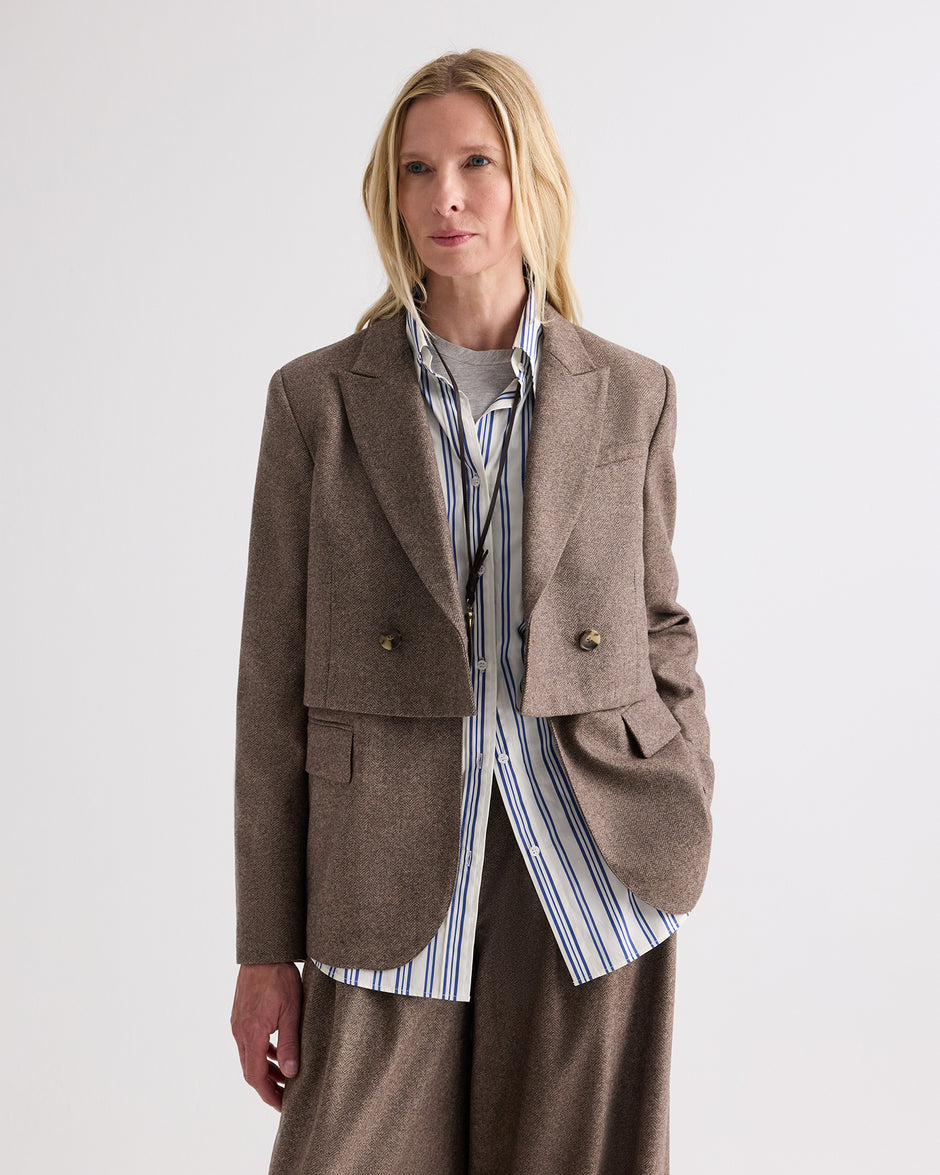 TWP Pinecone melange Two Faced Blazer in Fancy Wool Flannel view 1