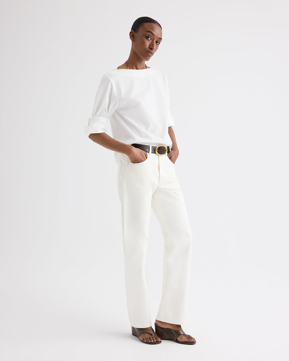 TWP White Kent St Jean in Denim view 2