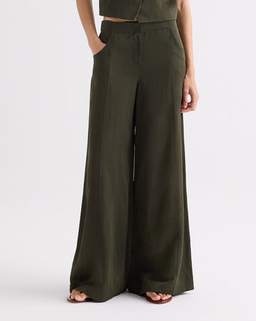 TWP Rosen Demie Pant in Coated Viscose Linen view 2