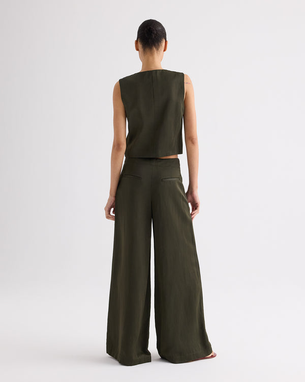 TWP Rosen Demie Pant in Coated Viscose Linen view 4