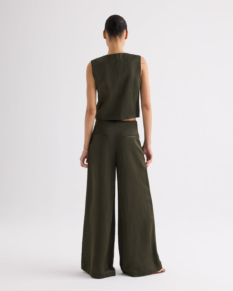 TWP Rosen Demie Pant in Coated Viscose Linen view 4