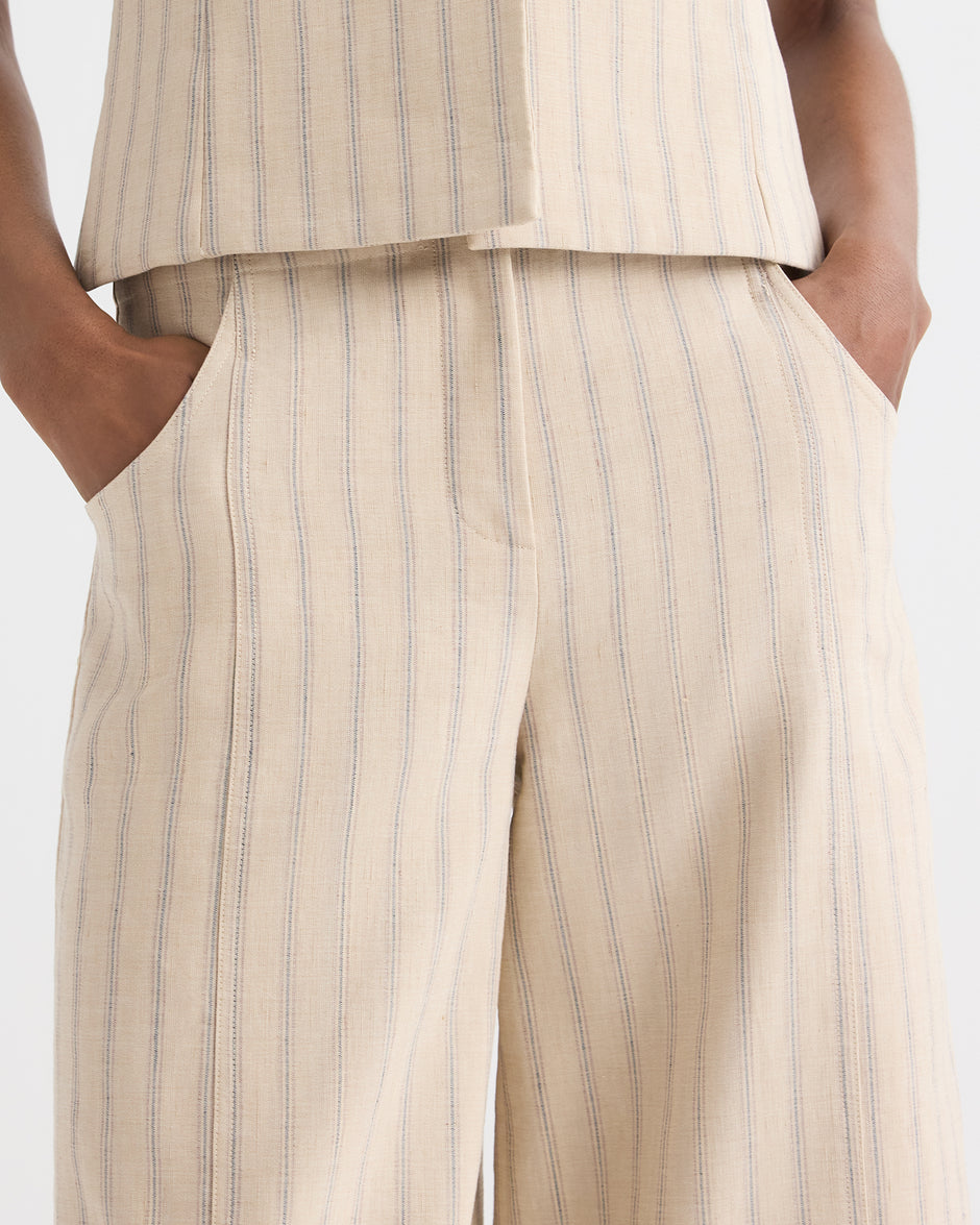 TWP Ecru multi Demie Pant in Cotton Linen view 5