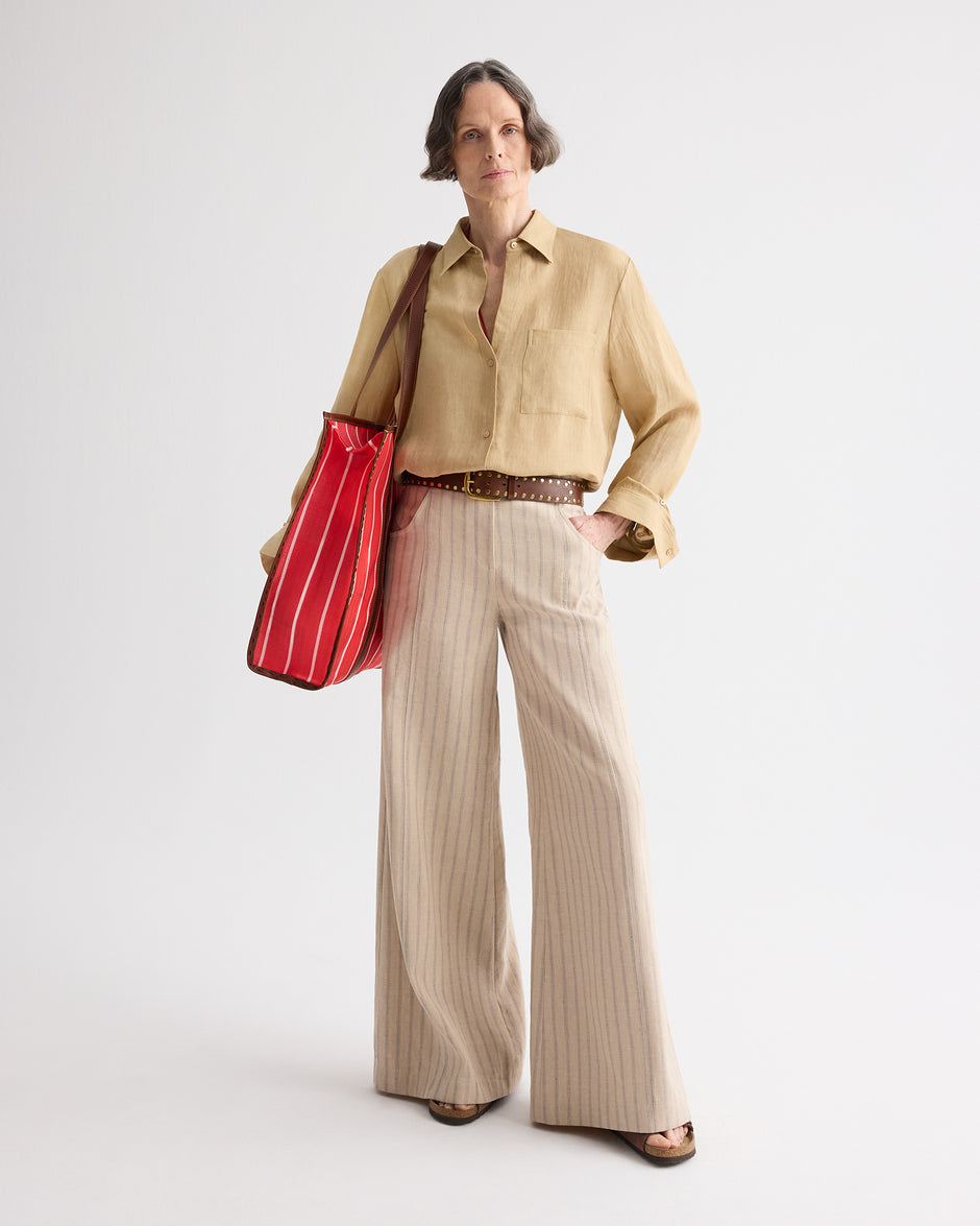 TWP Ecru multi Demie Pant in Cotton Linen view 1
