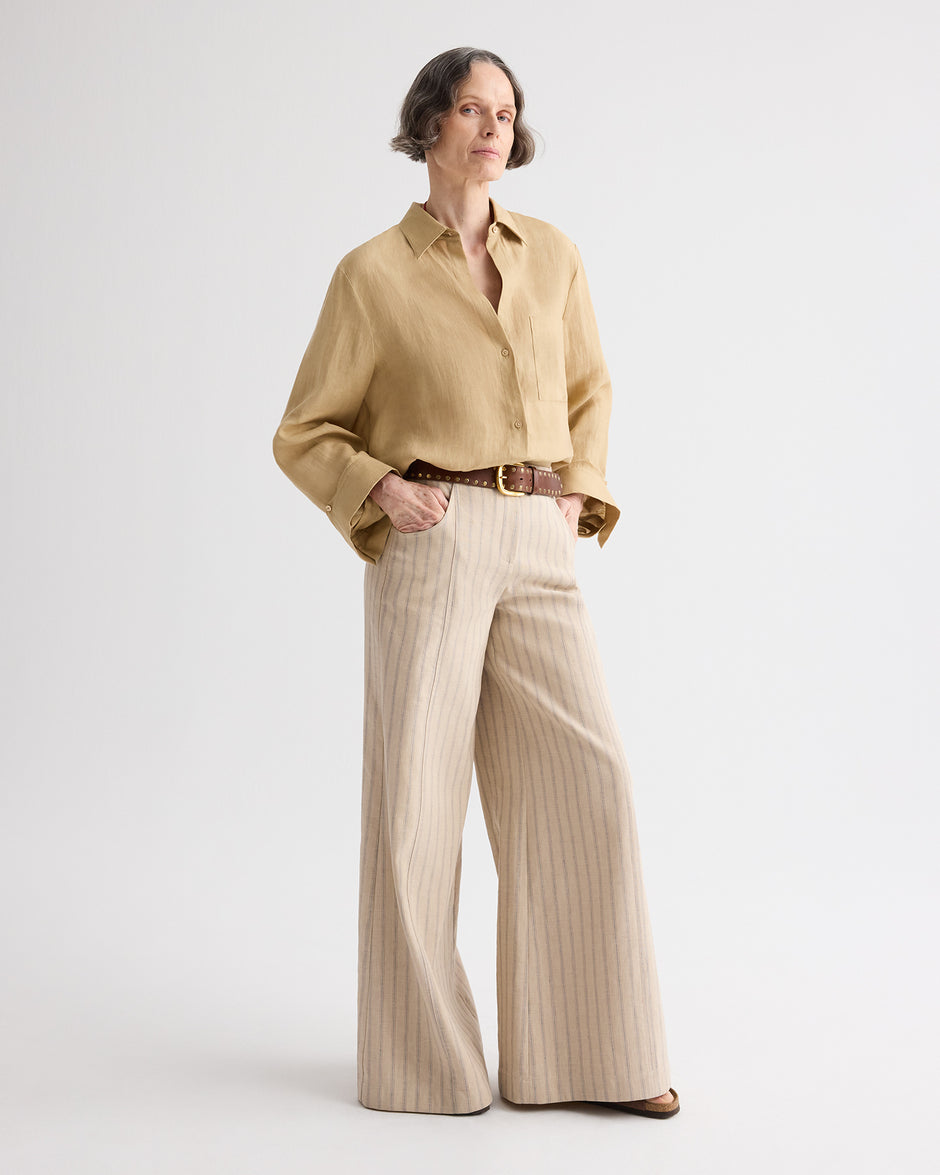 TWP Ecru multi Demie Pant in Cotton Linen view 2