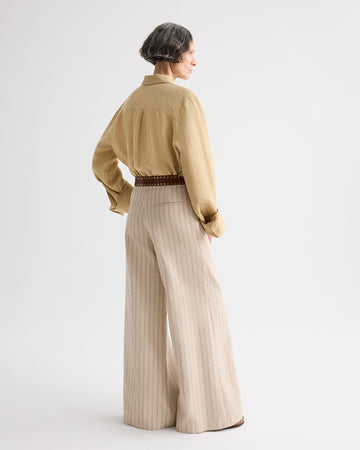 TWP Ecru multi Demie Pant in Cotton Linen view 4
