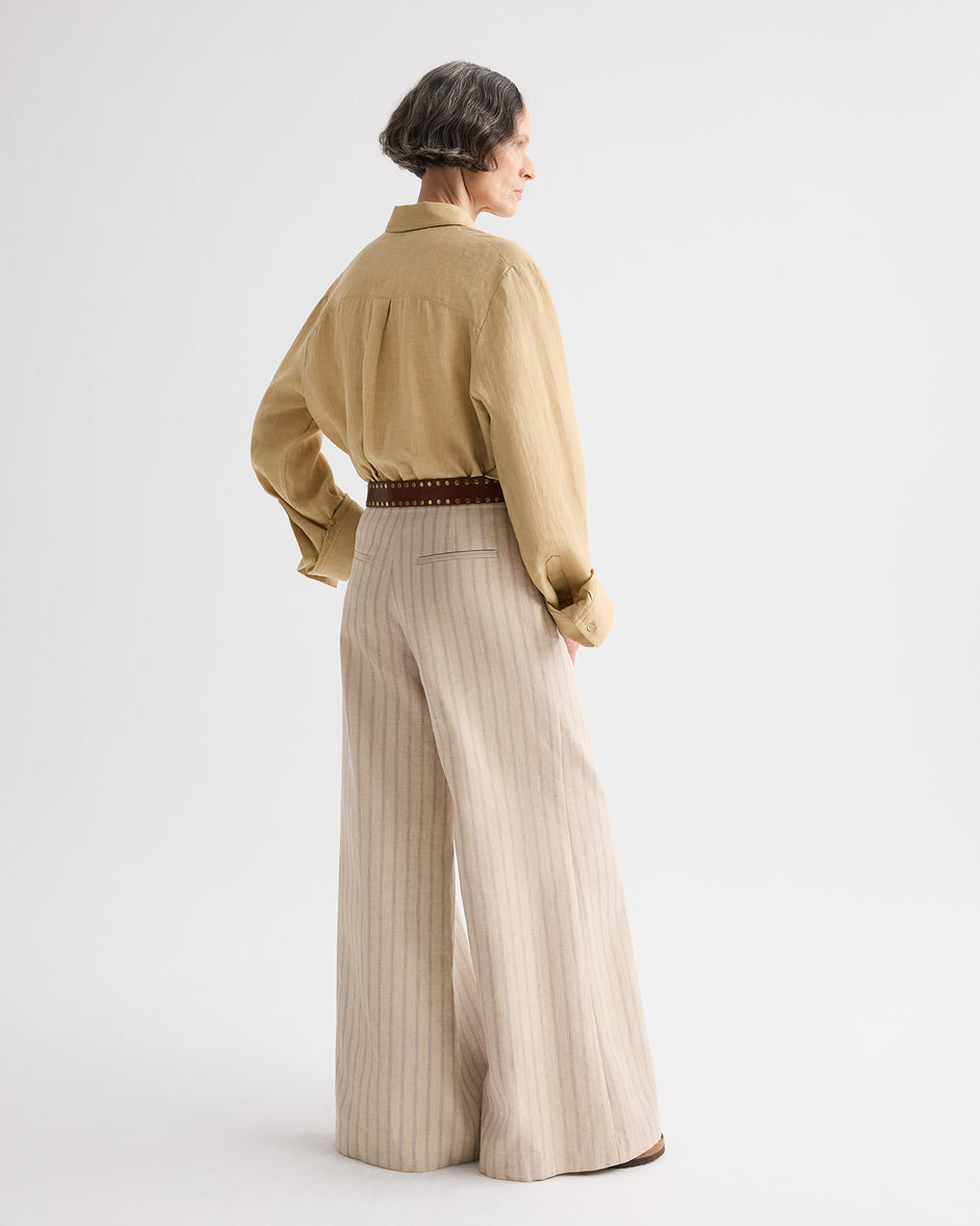 TWP Ecru multi Demie Pant in Cotton Linen view 4
