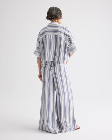 TWP Ivory / navy Demie Pant in Hemp Denim view 5