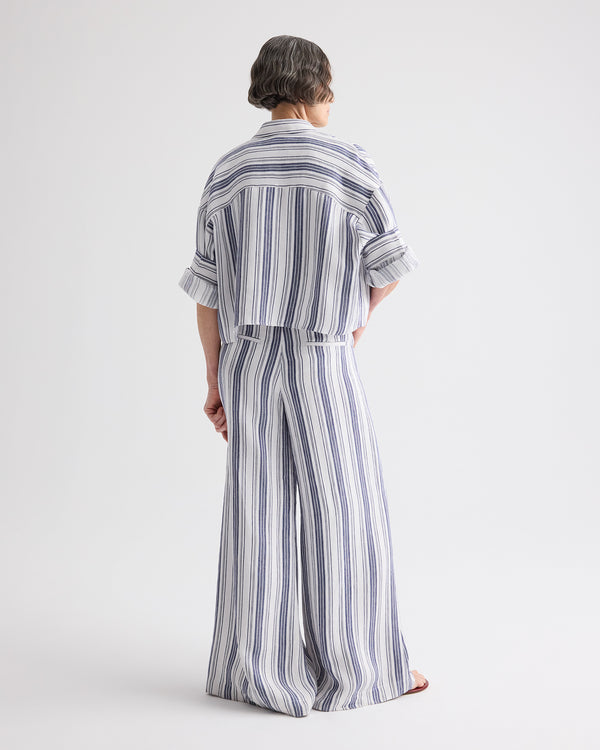 TWP Ivory / navy Demie Pant in Hemp Denim view 5