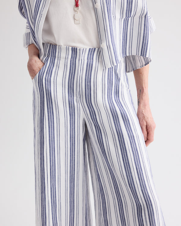 TWP Ivory / navy Demie Pant in Hemp Denim view 2