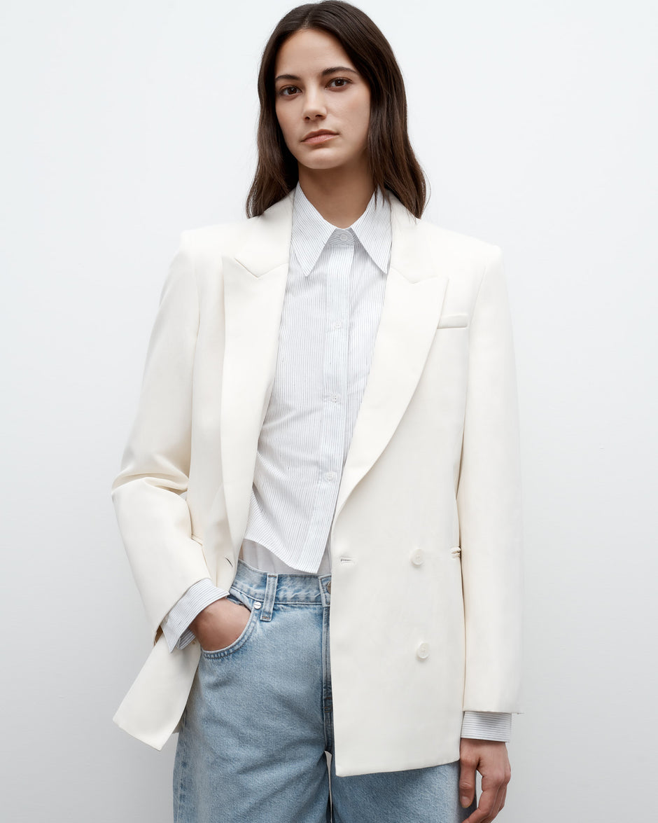 TWP Bone Tabitha Blazer in Coated Viscose Linen view 1