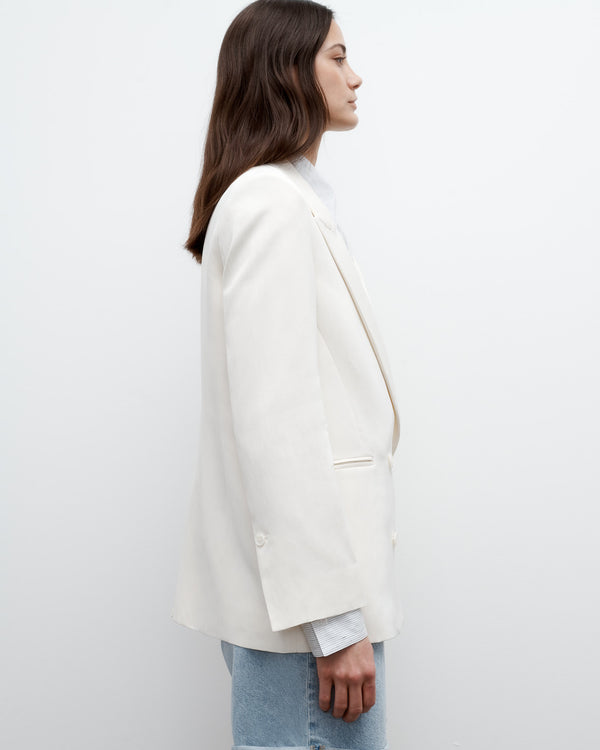 TWP Bone Tabitha Blazer in Coated Viscose Linen view 4