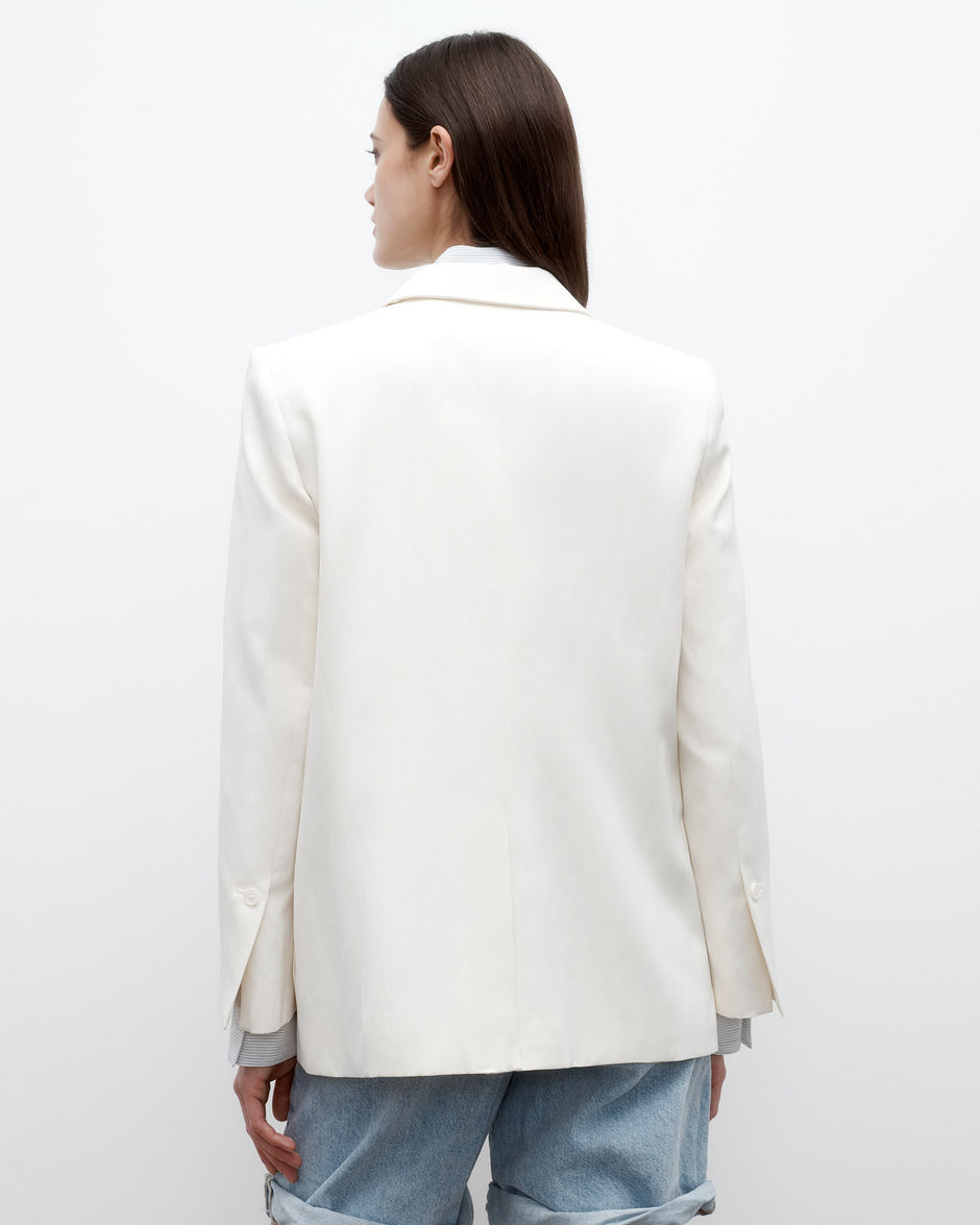 TWP Bone Tabitha Blazer in Coated Viscose Linen view 5