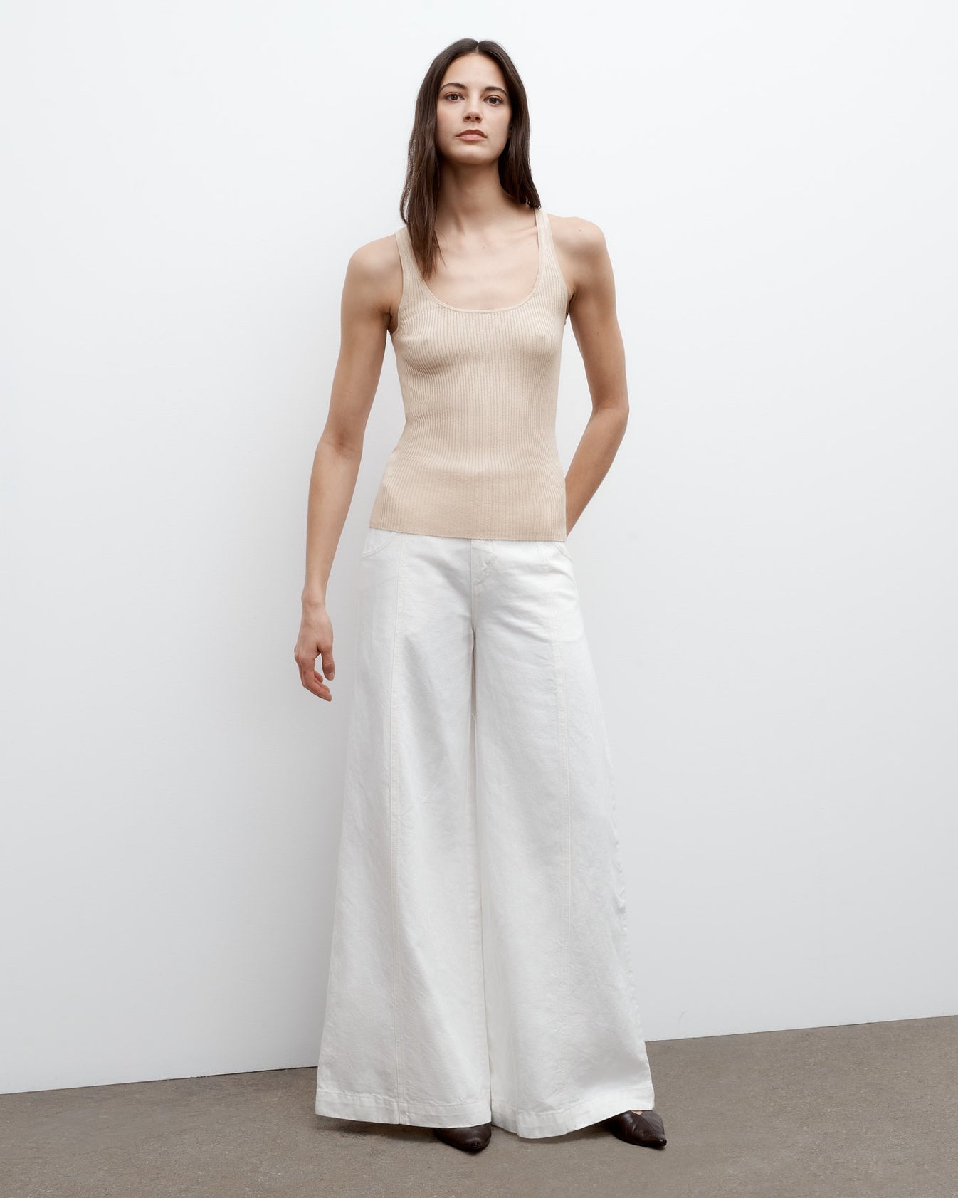 TWP Wheat Knit Tank in Cotton Silk view 5