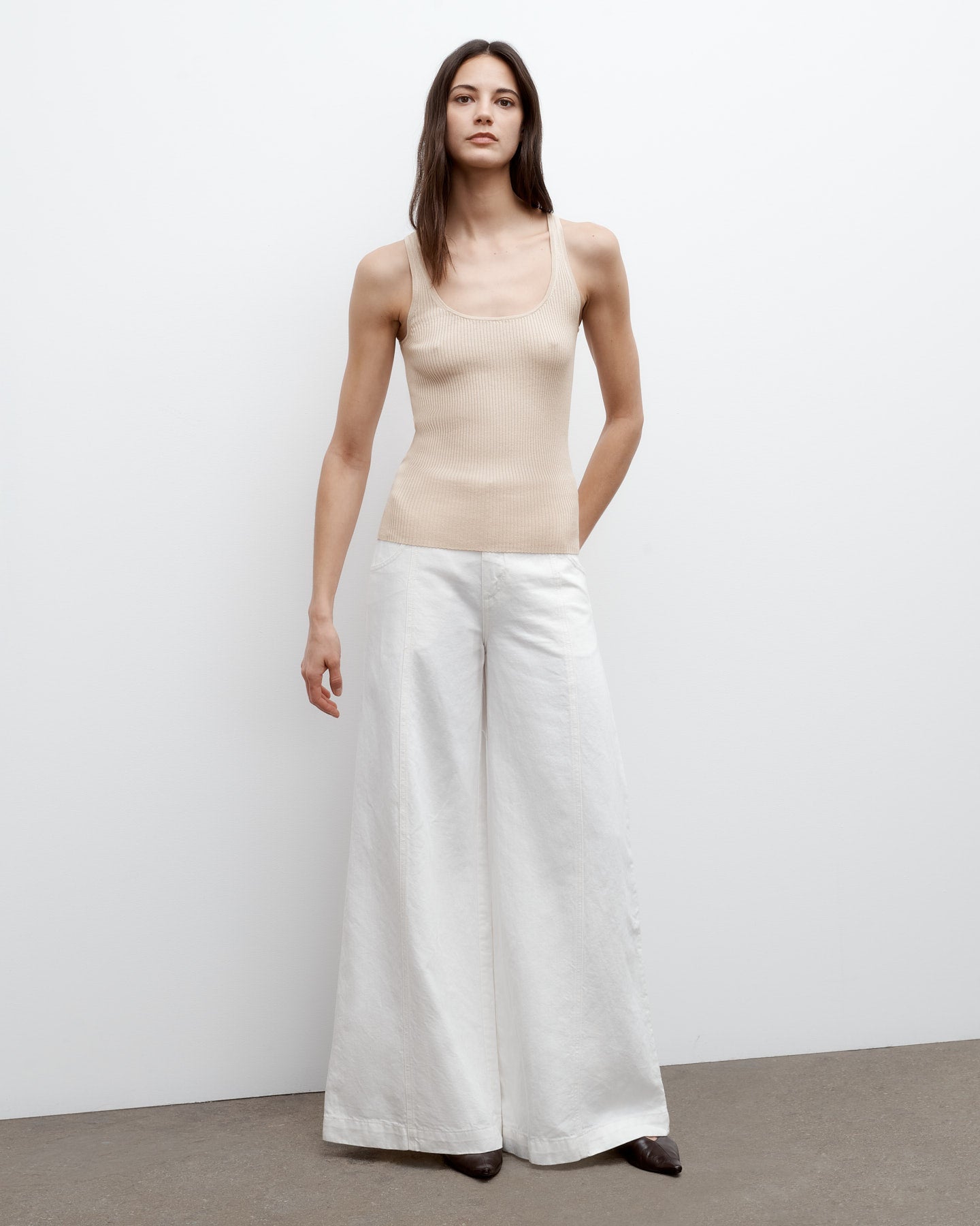 TWP Wheat Knit Tank in Cotton Silk view 5