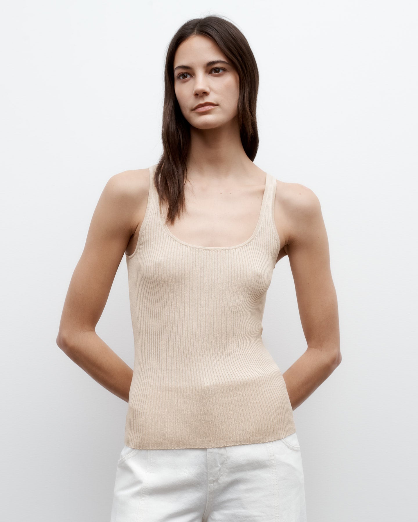 TWP Wheat Knit Tank in Cotton Silk view 1