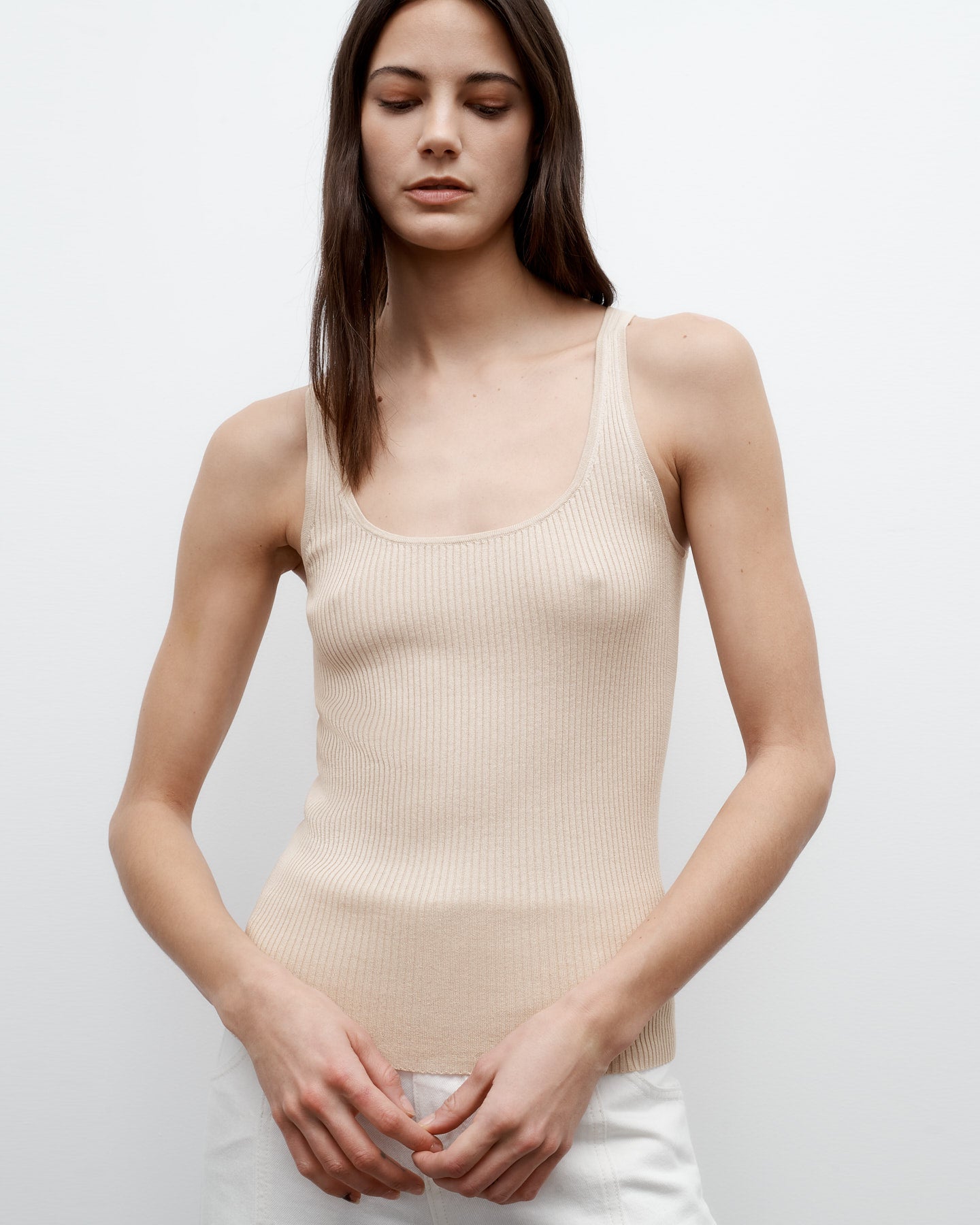 TWP Wheat Knit Tank in Cotton Silk view 2