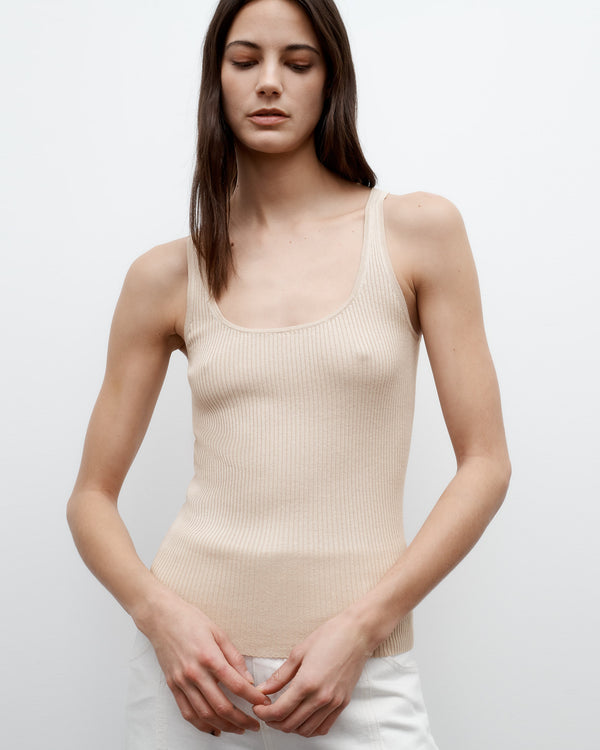 TWP Wheat Knit Tank in Cotton Silk view 2