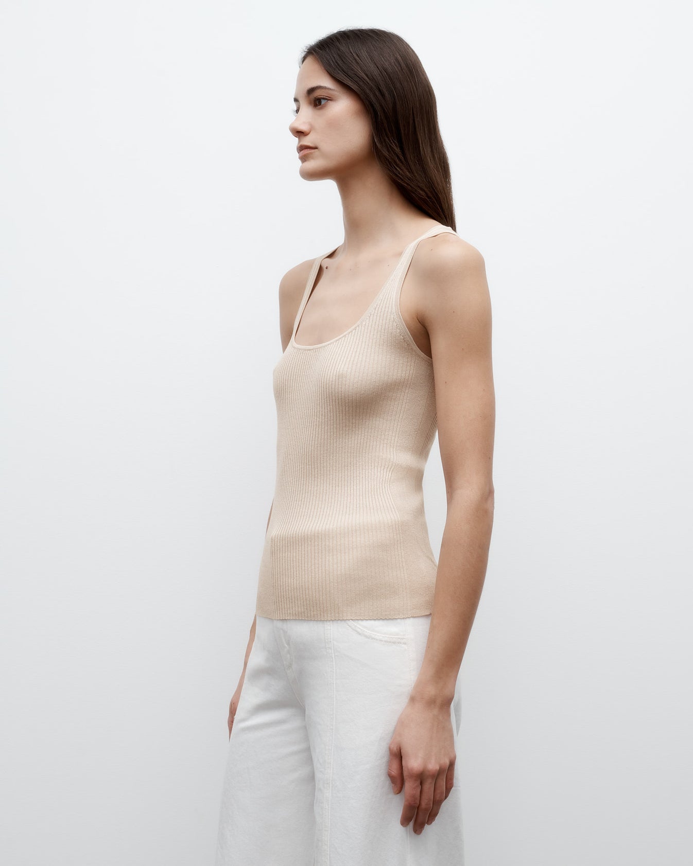 TWP Wheat Knit Tank in Cotton Silk view 3