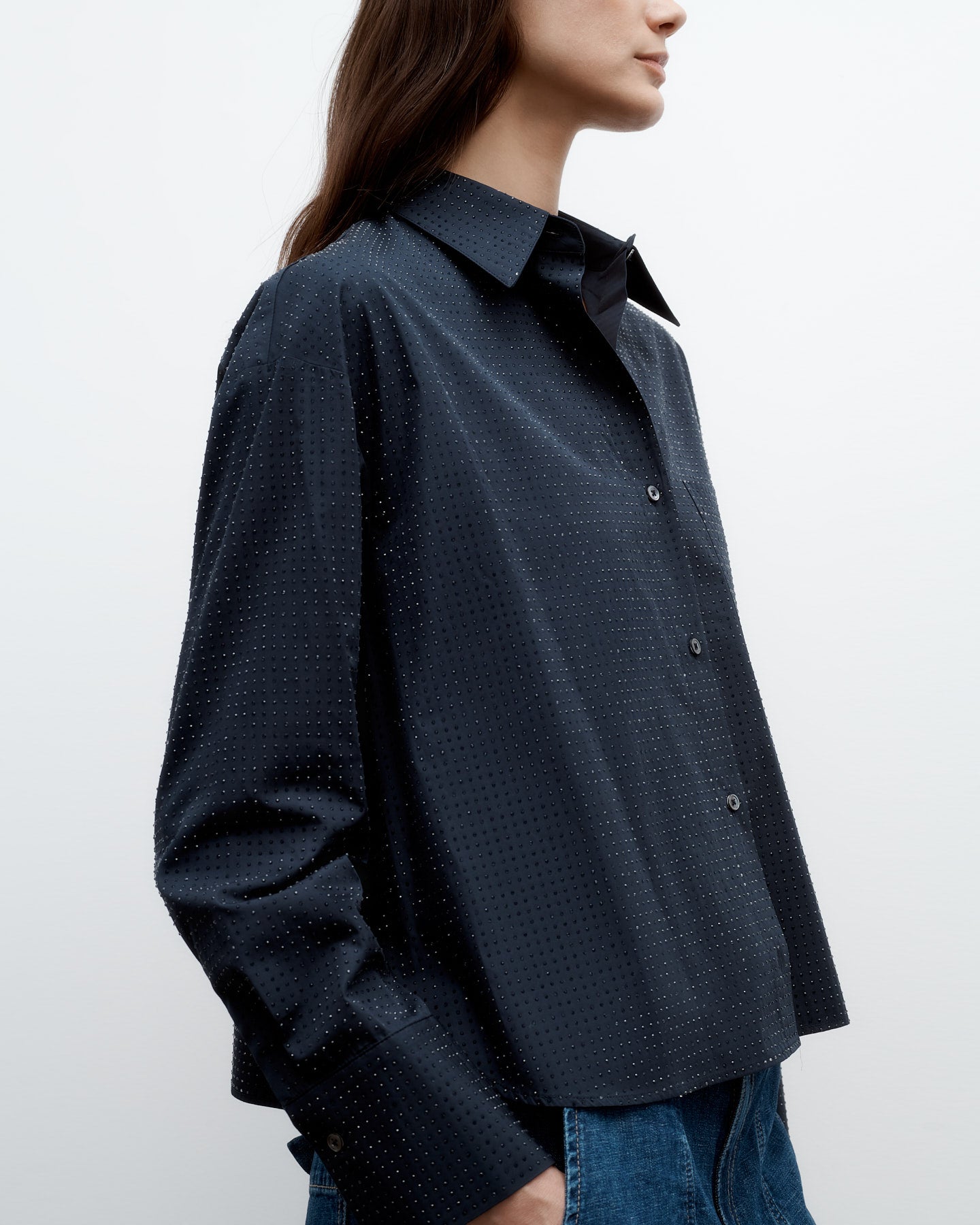 TWP Midnight Average Joe Top in Superfine Cotton with Crystals view 3