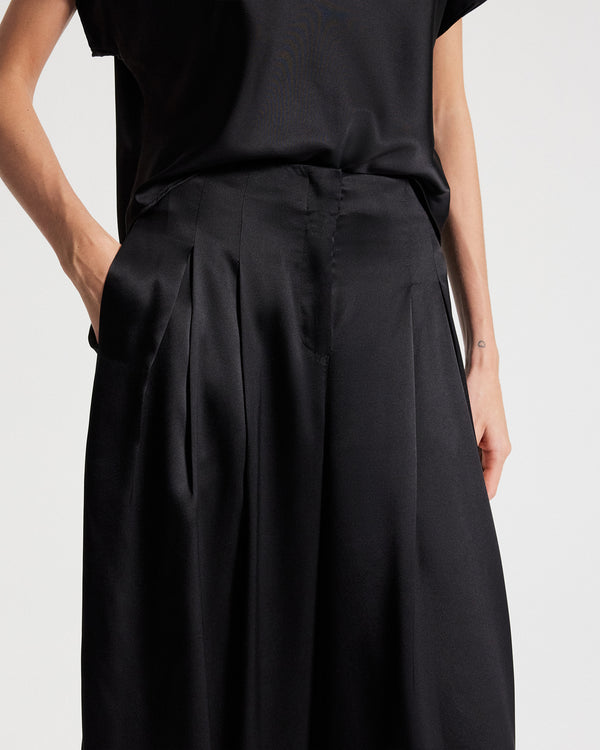 TWP Black Drew Pant in Washed Silk Charmeuse view 2