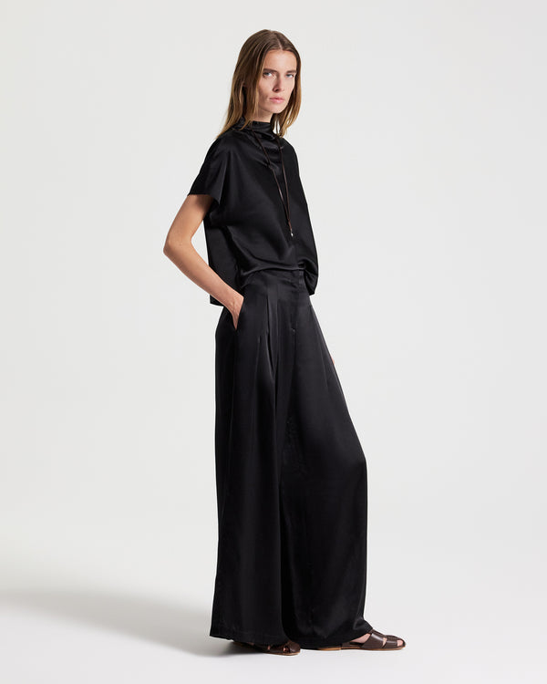 TWP Black Drew Pant in Washed Silk Charmeuse view 5