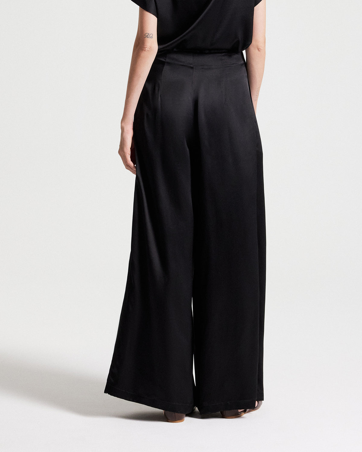 TWP Black Drew Pant in Washed Silk Charmeuse view 4