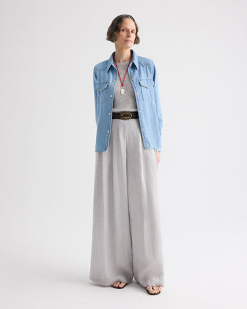 TWP Light heather grey Drew Pant in Delave Linen view 1
