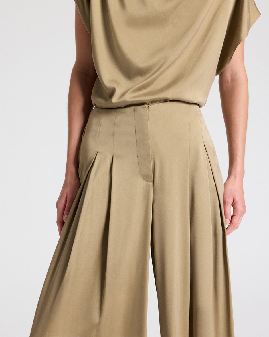 TWP Kelp Drew Pant in Washed Silk Charmeuse view 2