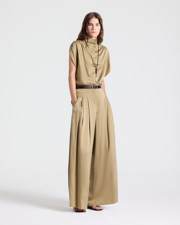 TWP Kelp Drew Pant in Washed Silk Charmeuse view 5