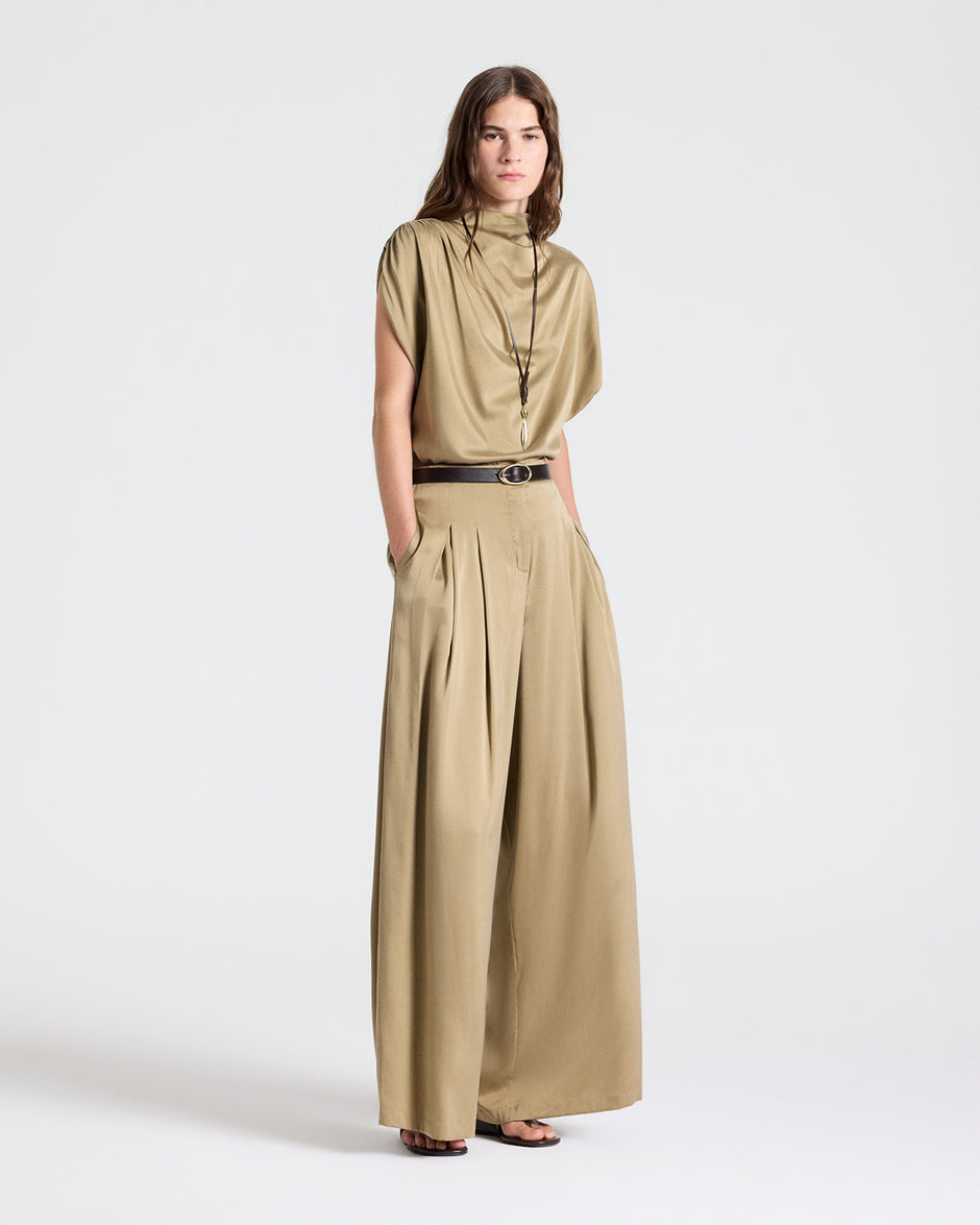 TWP Kelp Drew Pant in Washed Silk Charmeuse view 5