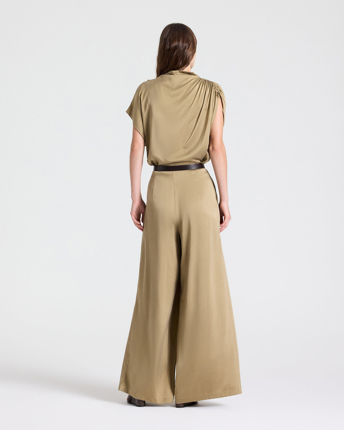 TWP Kelp Drew Pant in Washed Silk Charmeuse view 4