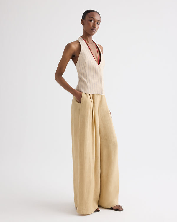 TWP Candied ginger Drew Pant in Fluid Linen view 1