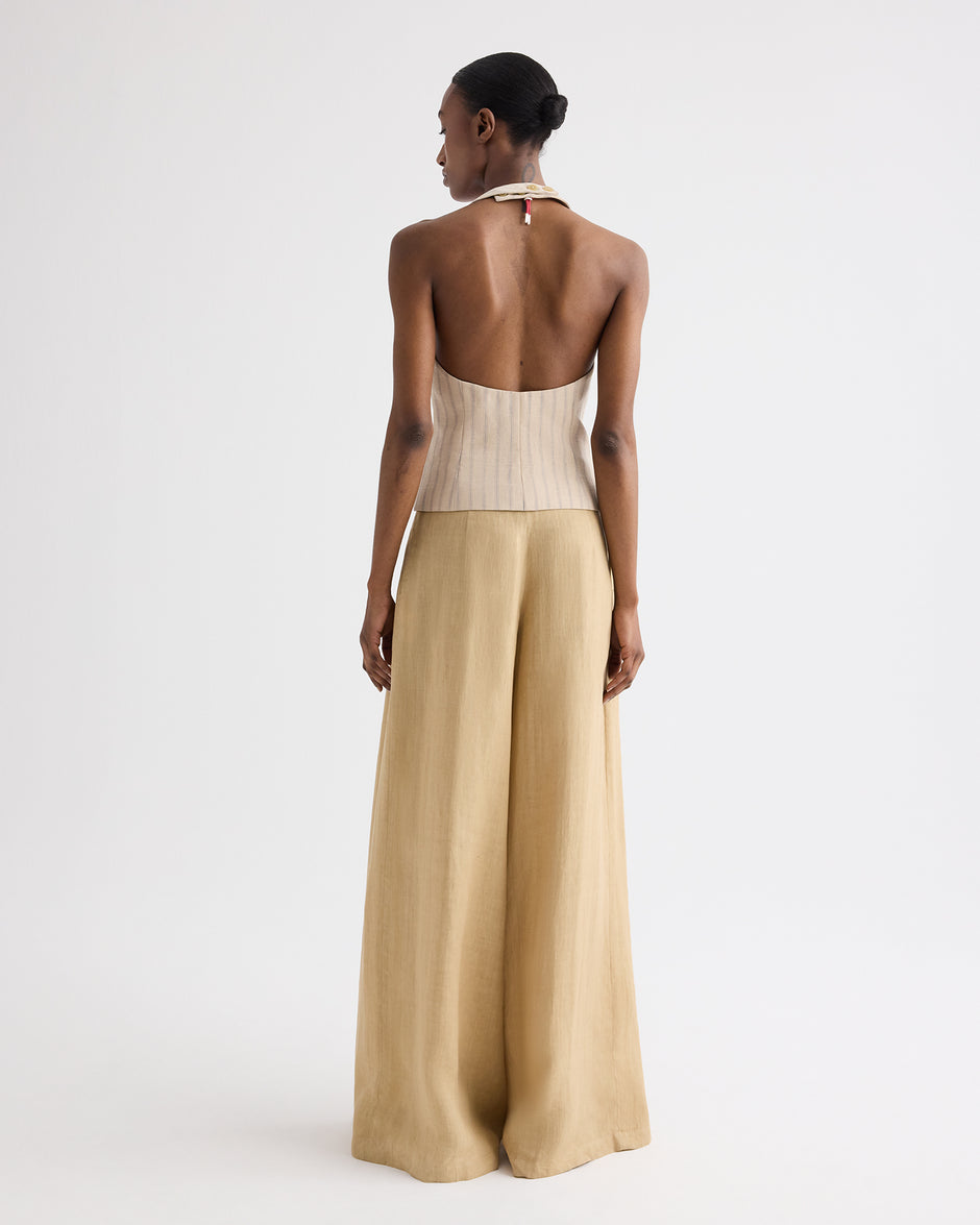 TWP Candied ginger Drew Pant in Fluid Linen view 5