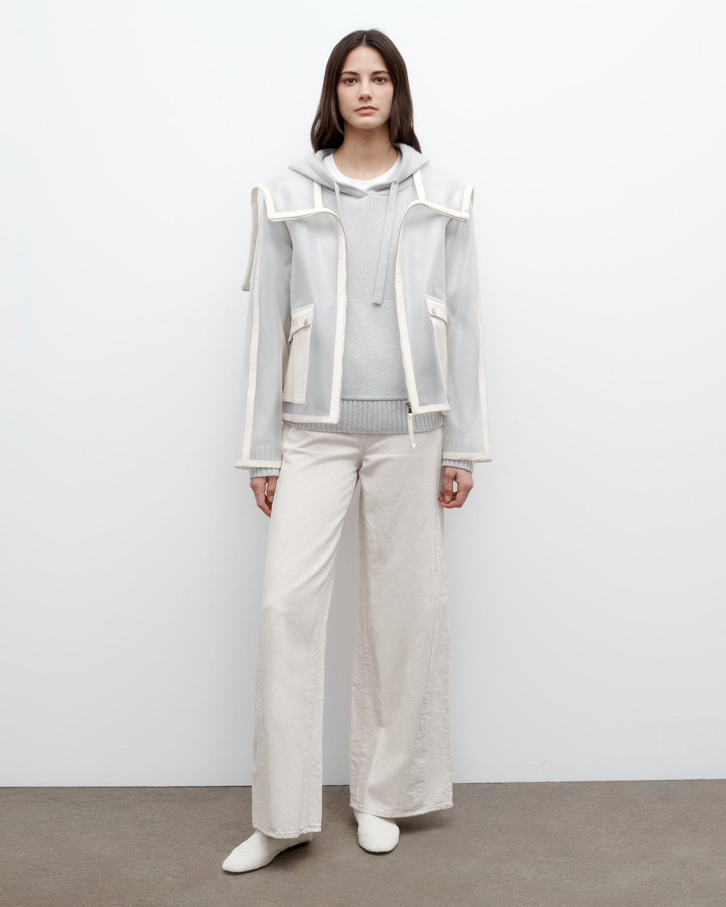 TWP Clear/crema Hoodie with Paper Leather Piping view 2