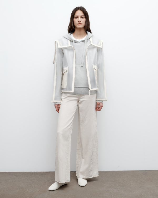 TWP Clear/crema Hoodie with Paper Leather Piping view 2