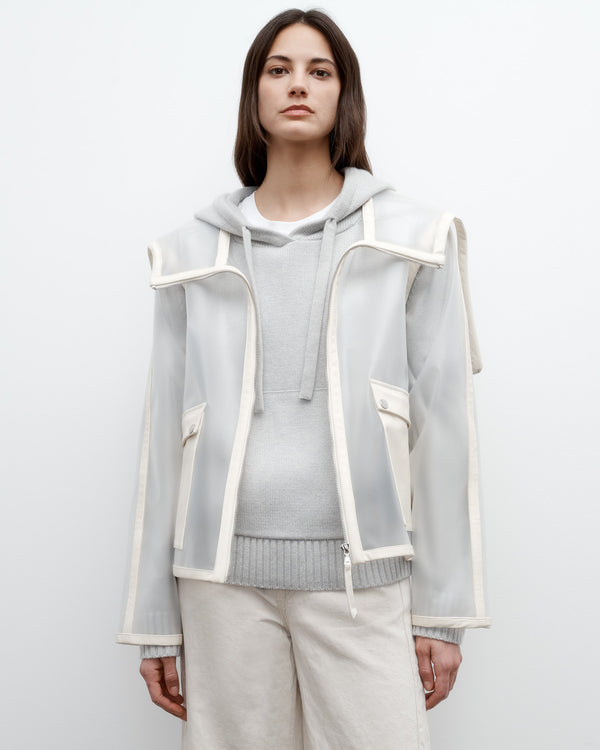 TWP Clear/crema Hoodie with Paper Leather Piping view 1
